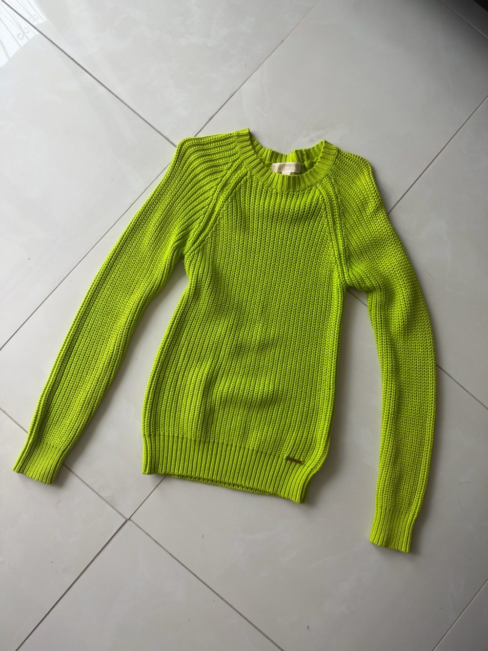 MICHAEL Kors | Neon Lime Ribbed Crewneck Sweater